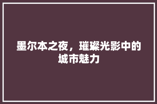 墨尔本之夜，璀璨光影中的城市魅力