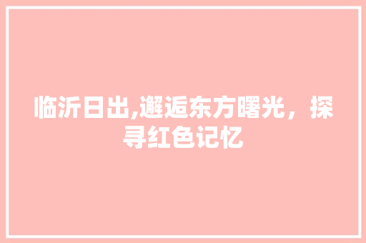 临沂日出,邂逅东方曙光，探寻红色记忆  第1张