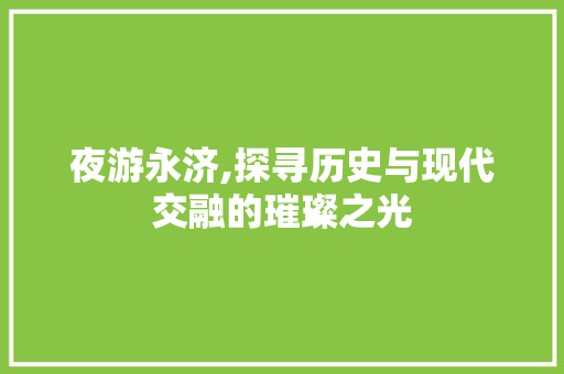 夜游永济,探寻历史与现代交融的璀璨之光