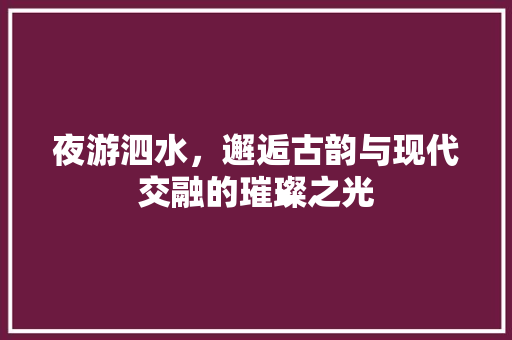 夜游泗水，邂逅古韵与现代交融的璀璨之光