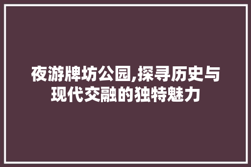 夜游牌坊公园,探寻历史与现代交融的独特魅力