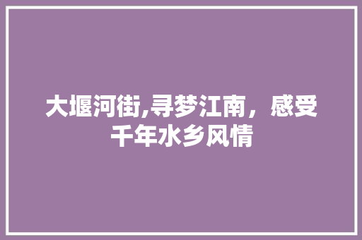 大堰河街,寻梦江南，感受千年水乡风情