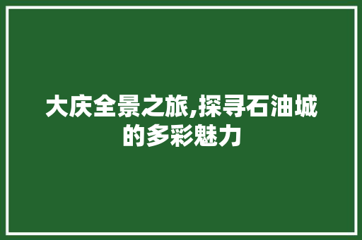 大庆全景之旅,探寻石油城的多彩魅力