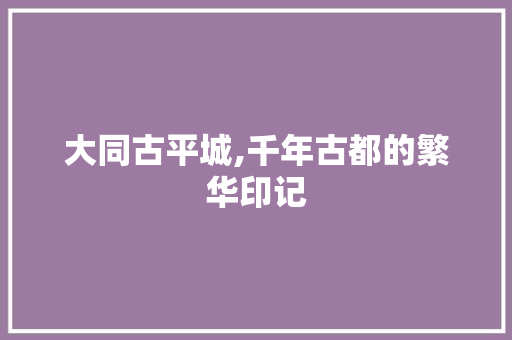 大同古平城,千年古都的繁华印记