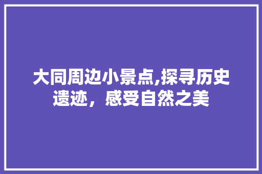 大同周边小景点,探寻历史遗迹，感受自然之美