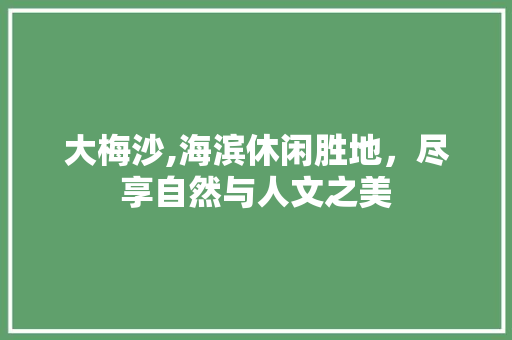 大梅沙,海滨休闲胜地，尽享自然与人文之美