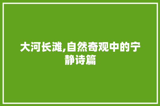 大河长滩,自然奇观中的宁静诗篇