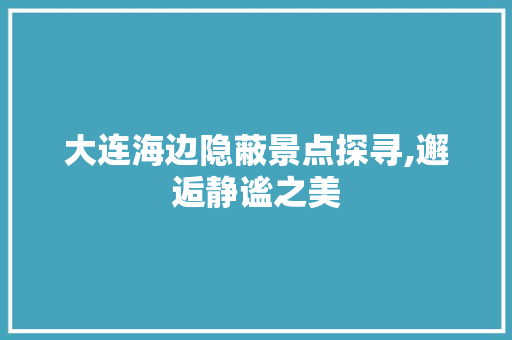 大连海边隐蔽景点探寻,邂逅静谧之美