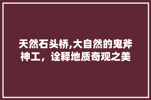 天然石头桥,大自然的鬼斧神工，诠释地质奇观之美