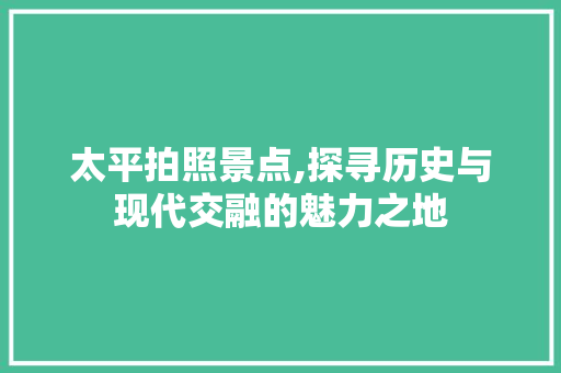 太平拍照景点,探寻历史与现代交融的魅力之地  第1张
