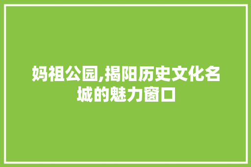 妈祖公园,揭阳历史文化名城的魅力窗口