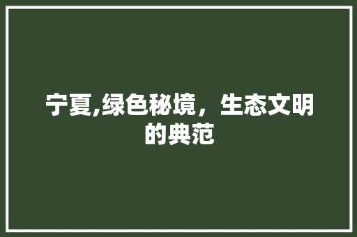 宁夏,绿色秘境，生态文明的典范