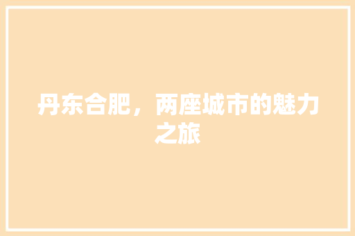 丹东合肥，两座城市的魅力之旅