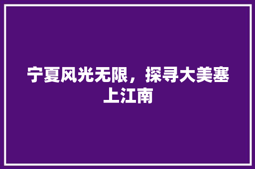 宁夏风光无限，探寻大美塞上江南