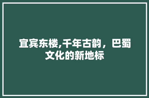 宜宾东楼,千年古韵，巴蜀文化的新地标