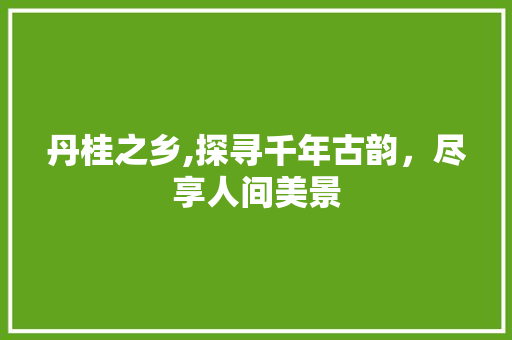 丹桂之乡,探寻千年古韵，尽享人间美景